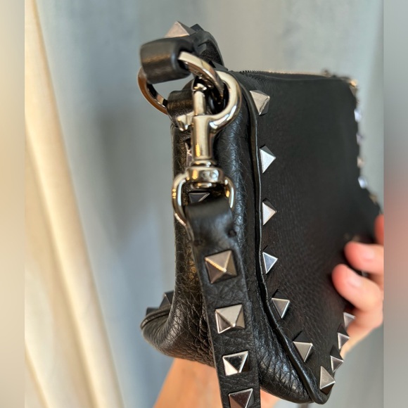 Black leather with silver studs Valentino purse with detachable longer strap! - Picture 7 of 13
